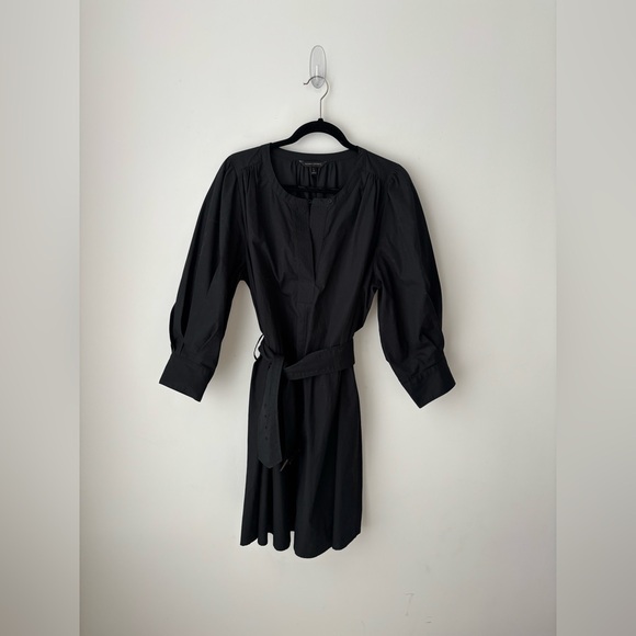 Banana Republic Dresses & Skirts - Banana Republic Black Belted Shirt Dress Womens Large Puff Sleeve Cotton Midi